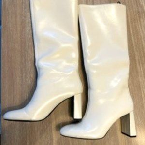 Zara White Knee High Boots - Used -Size 39